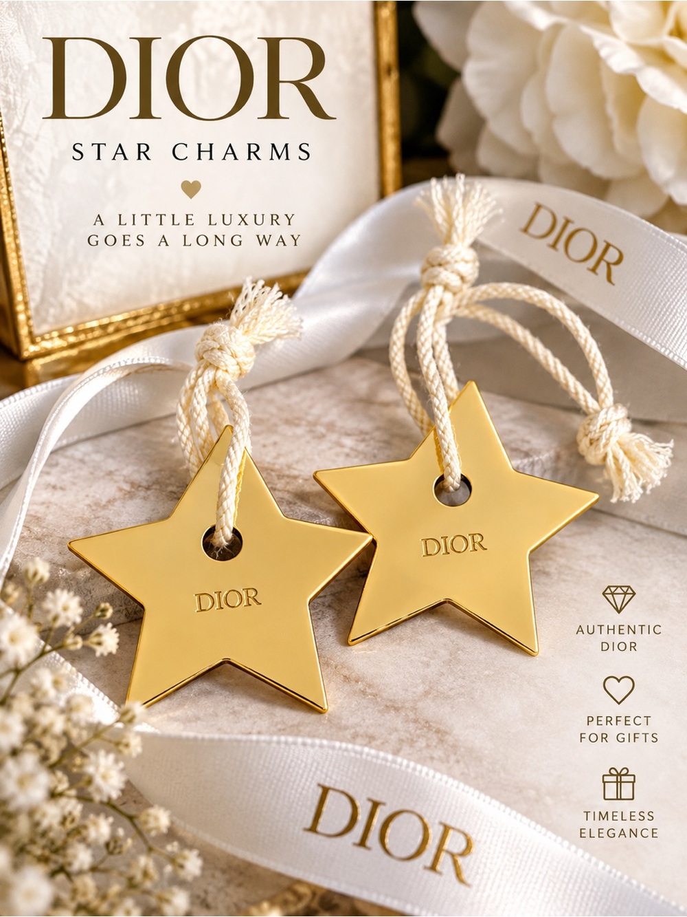 Dior Gold Star Ornaments